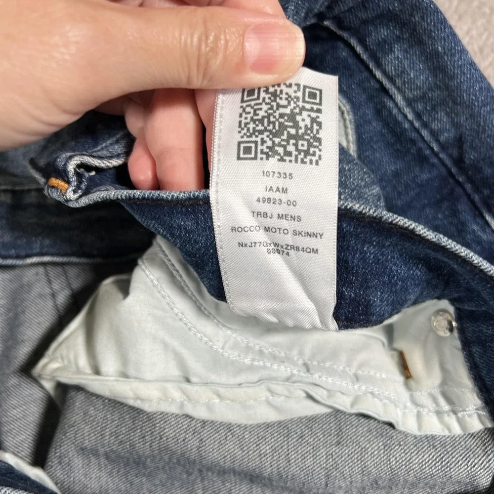 True Religion Jeans Mens 38 Blue Rocco Moto Skinny Relaxed‎ Biker Stretch Denim
